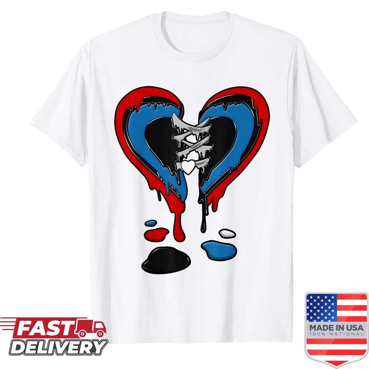 Playful heart graphic shirt embodying a fun, artistic vibe