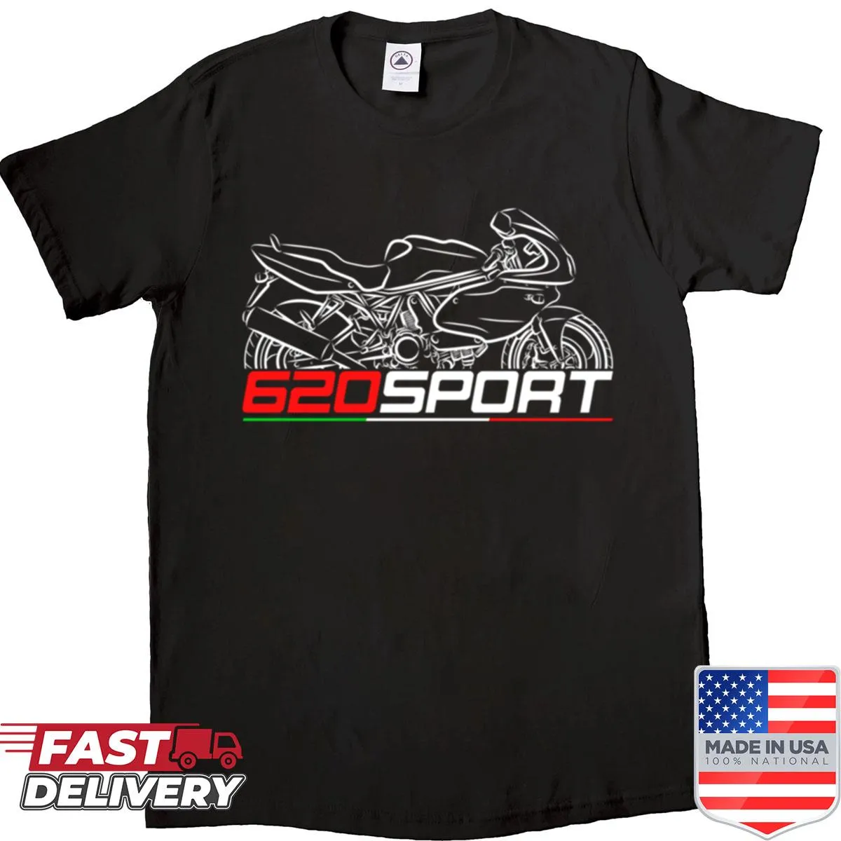 Shirt celebrating the Ducati 620 Sport motorcycle with detailed design