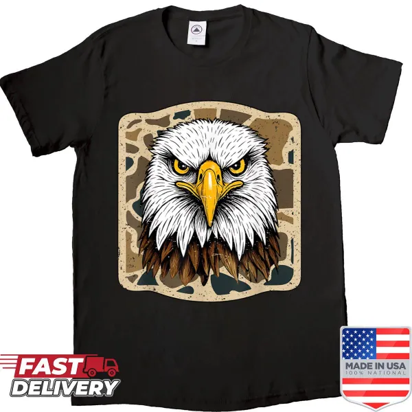 Camo Eagles mascot football shirt for team spirit