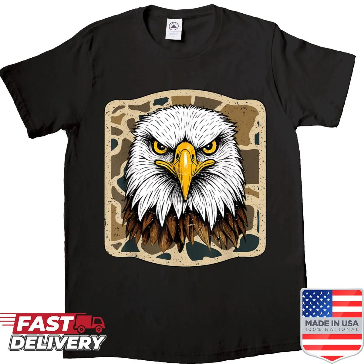 Camo Eagles mascot football shirt for team spirit