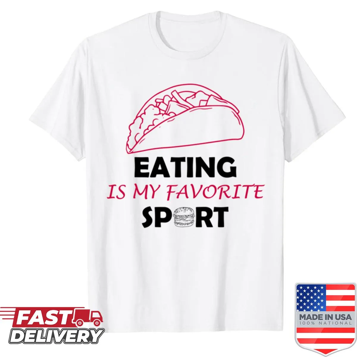Shirt with playful text about food as a sport
