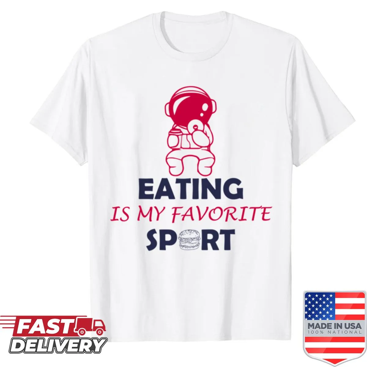 Shirt with humorous text about eating as a sport