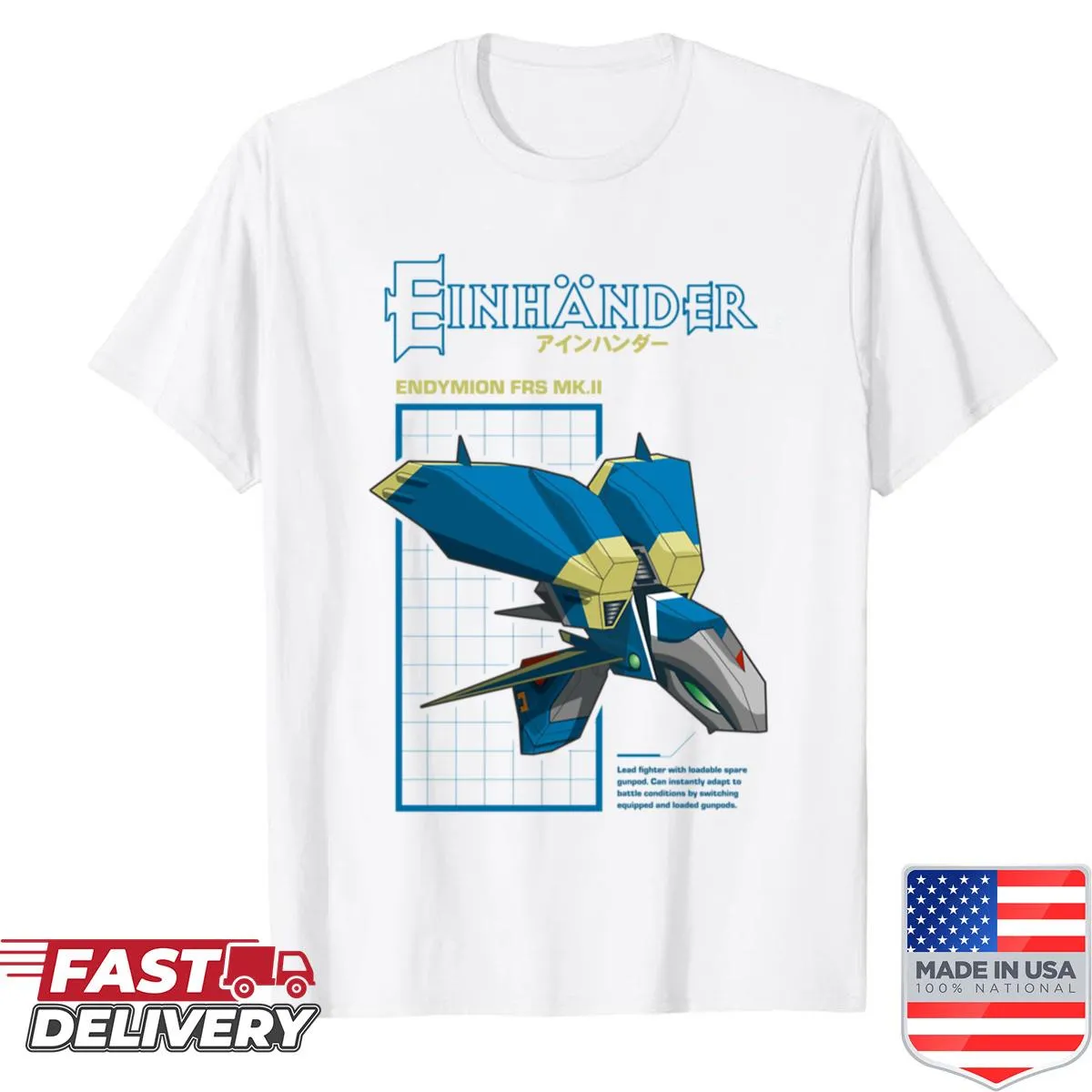 Endymion spacecraft graphic on a gaming-themed shirt