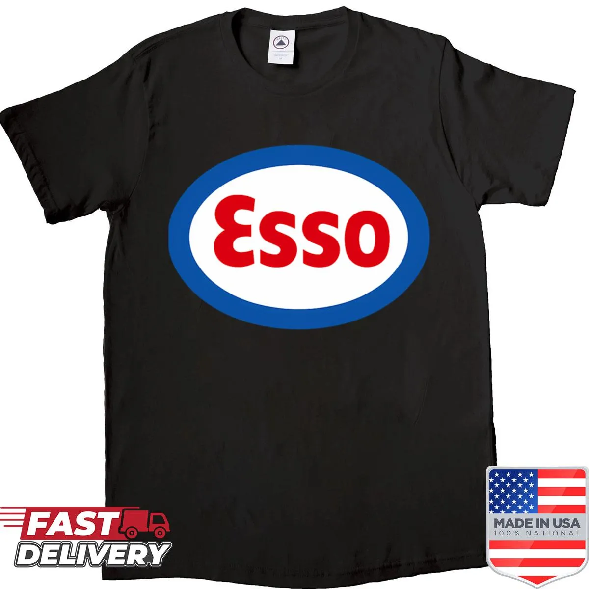 Esso logo graphic t-shirt celebrating automotive culture