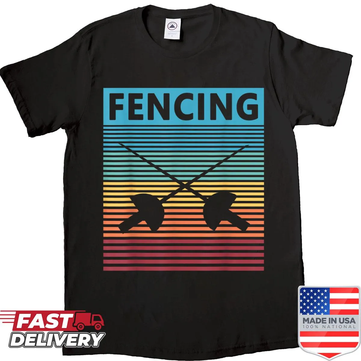 Vintage fencing shirt with a retro design celebrating the sport