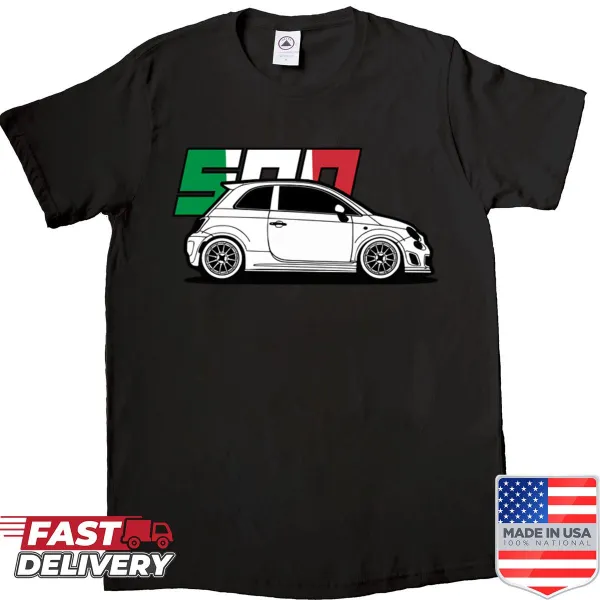 Illustration of a Fiat 500 Abarth on a casual shirt
