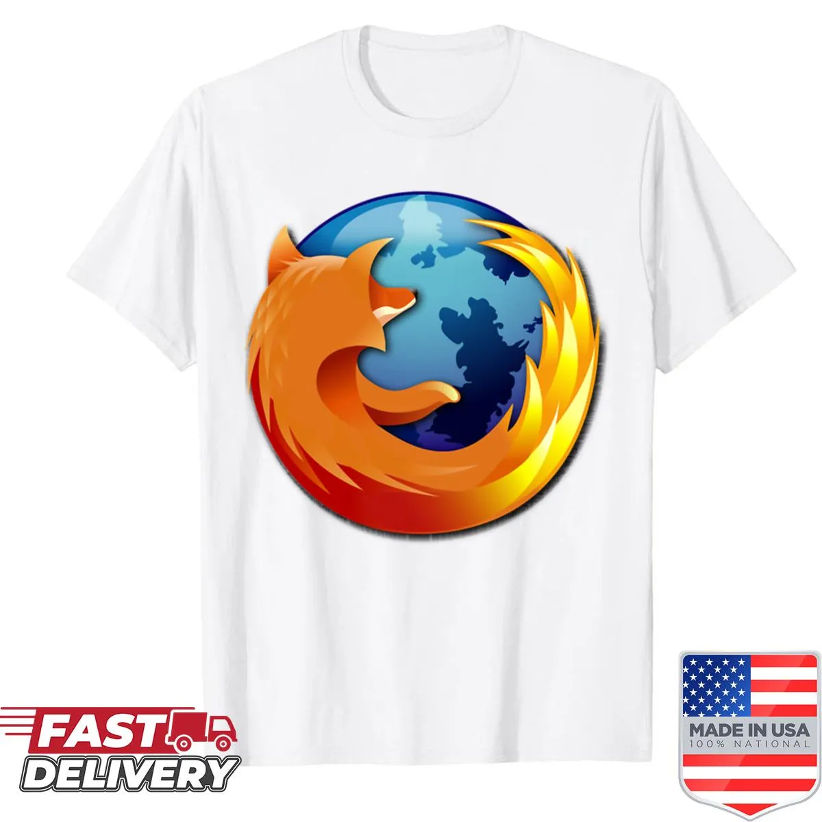 Shirt featuring the Firefox logo design