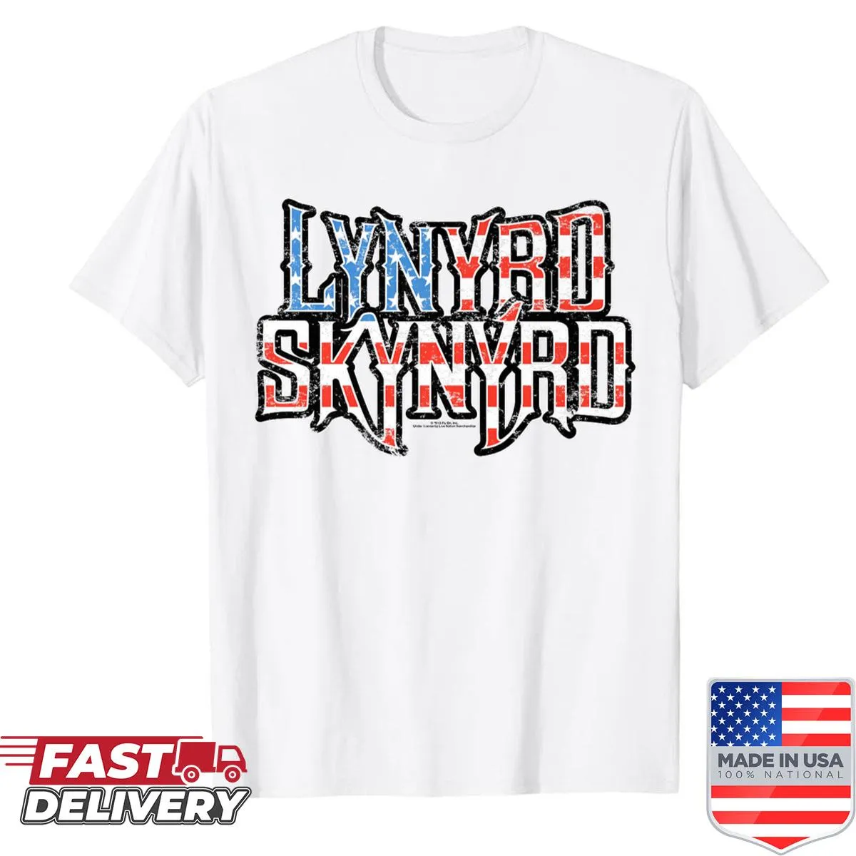 Shirt with USA flag logo and stars and stripes design