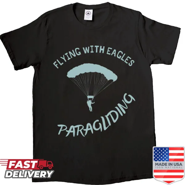 Paragliding-themed shirt featuring illustrations of eagles