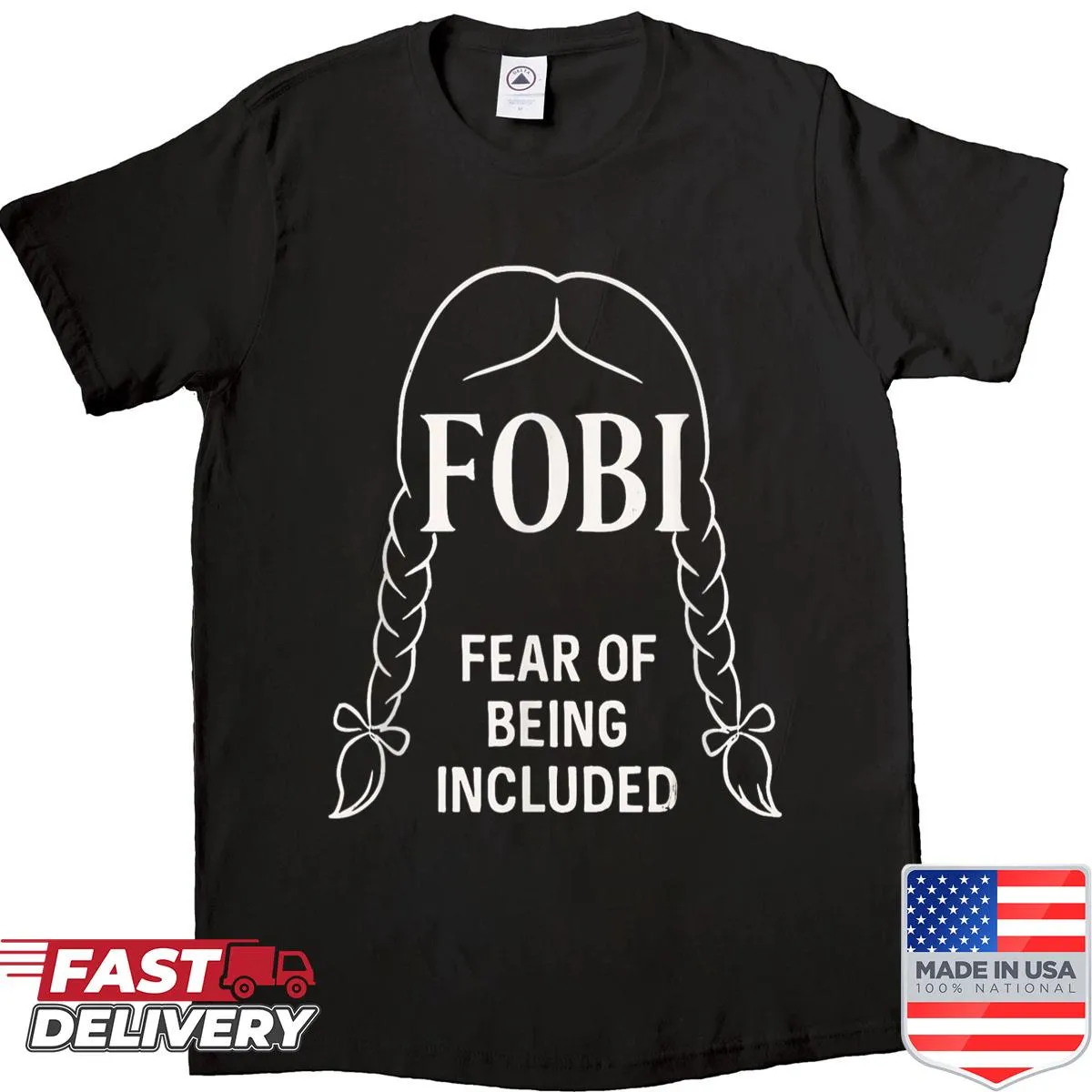 Sarcastic shirt with pigtail design representing social fears