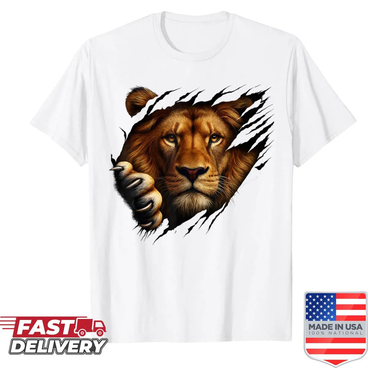 Vintage-style shirt featuring a fierce lion graphic for game day.