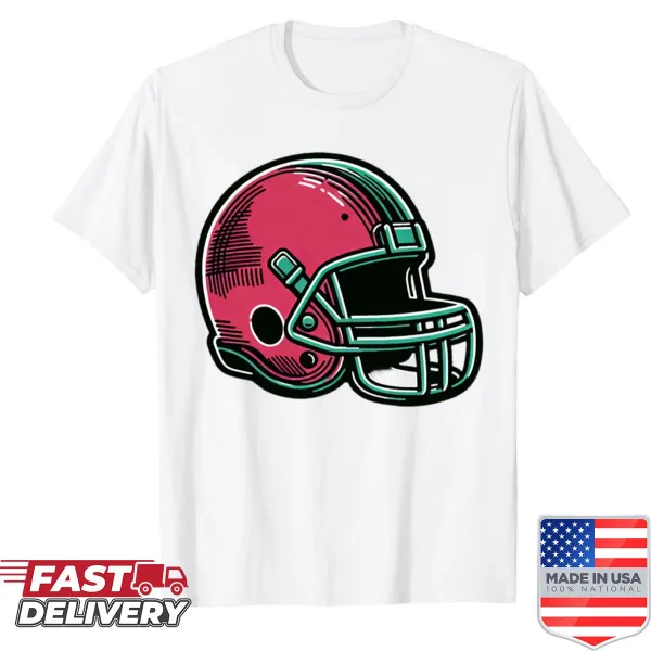 Shirt featuring a fun graphic of a football hat for fans