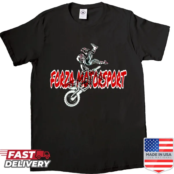 Dynamic typography design on a motorsport-themed shirt