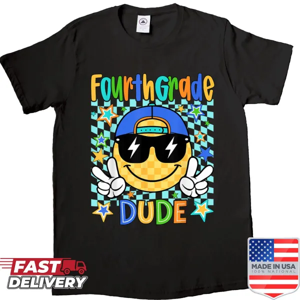 Back to school shirt for fourth graders with playful typography