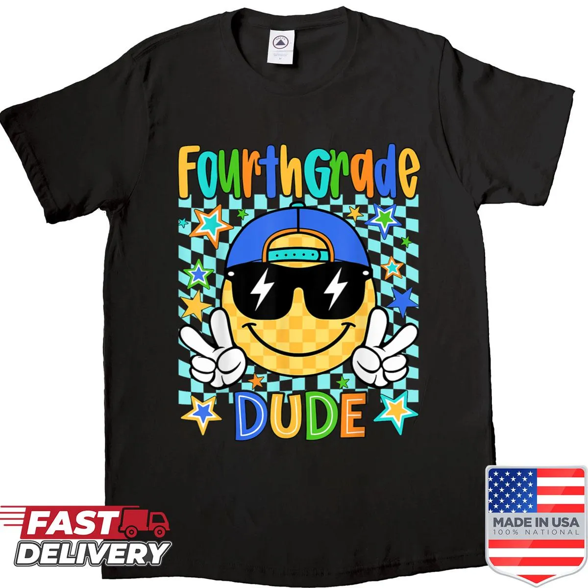 Back to school shirt for fourth graders with playful typography