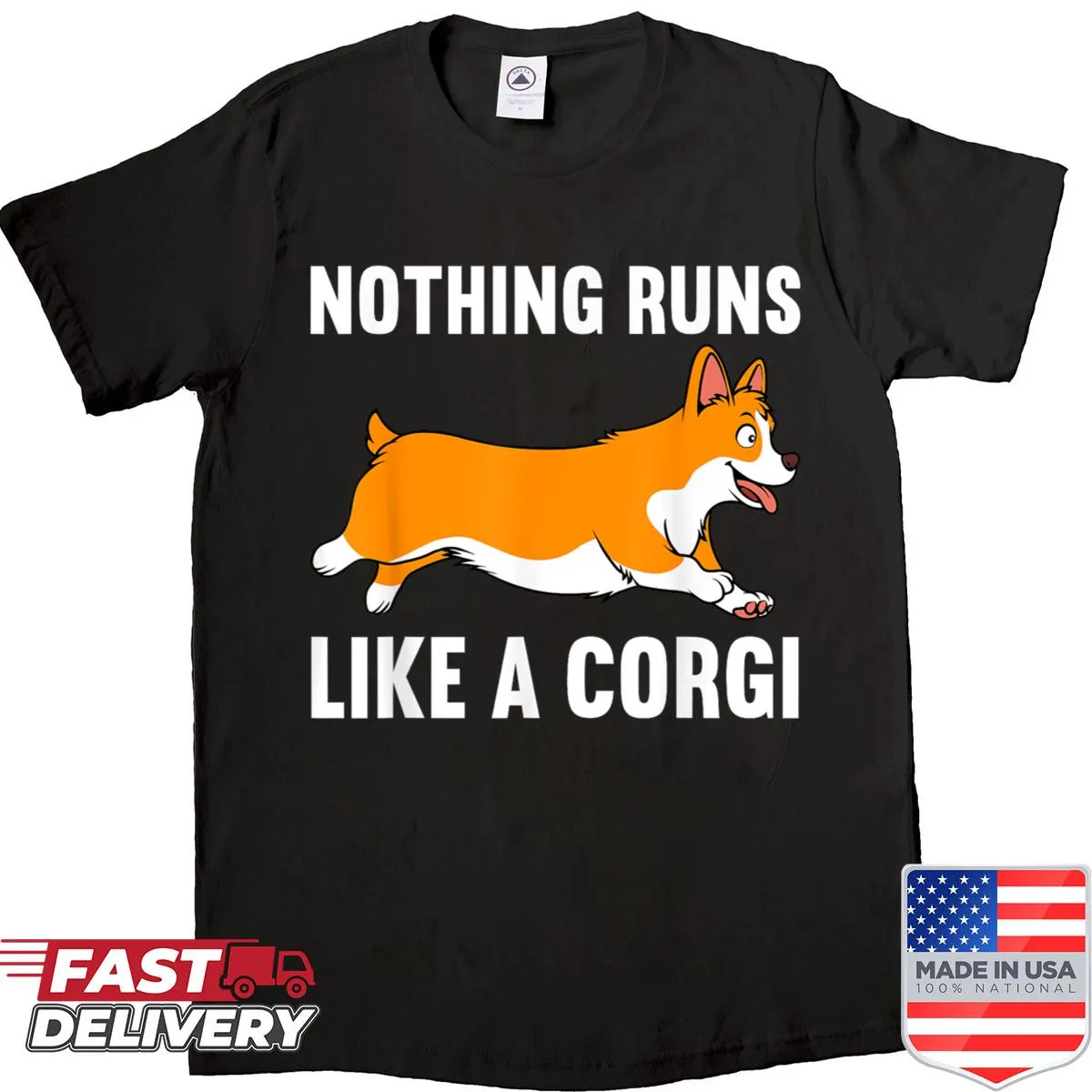 Cartoon corgi graphic on a shirt for dog lovers