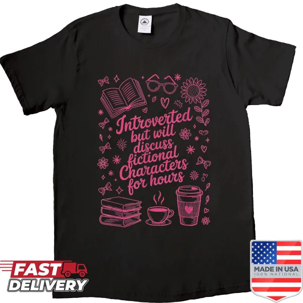 Funny shirt for book lovers featuring introvert themes