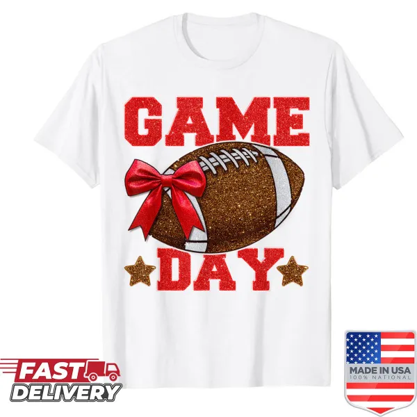 Football Mama shirt featuring playful graphics for game day.