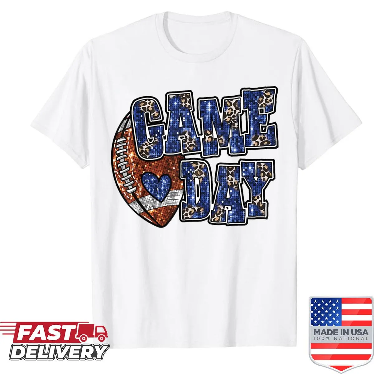Leopard print football-themed shirt with 'Bling Bling' text