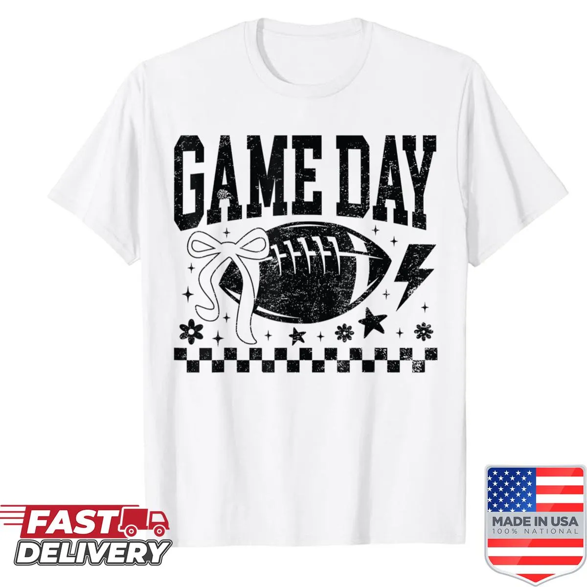 Bold game day shirt showing team spirit and pride for football.