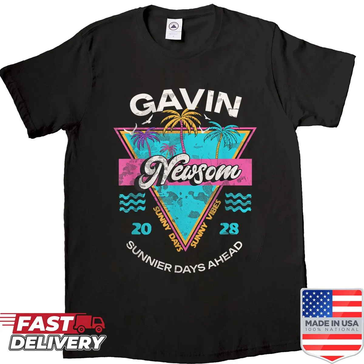 Retro 80s Gavin Newsom campaign graphic T-shirt