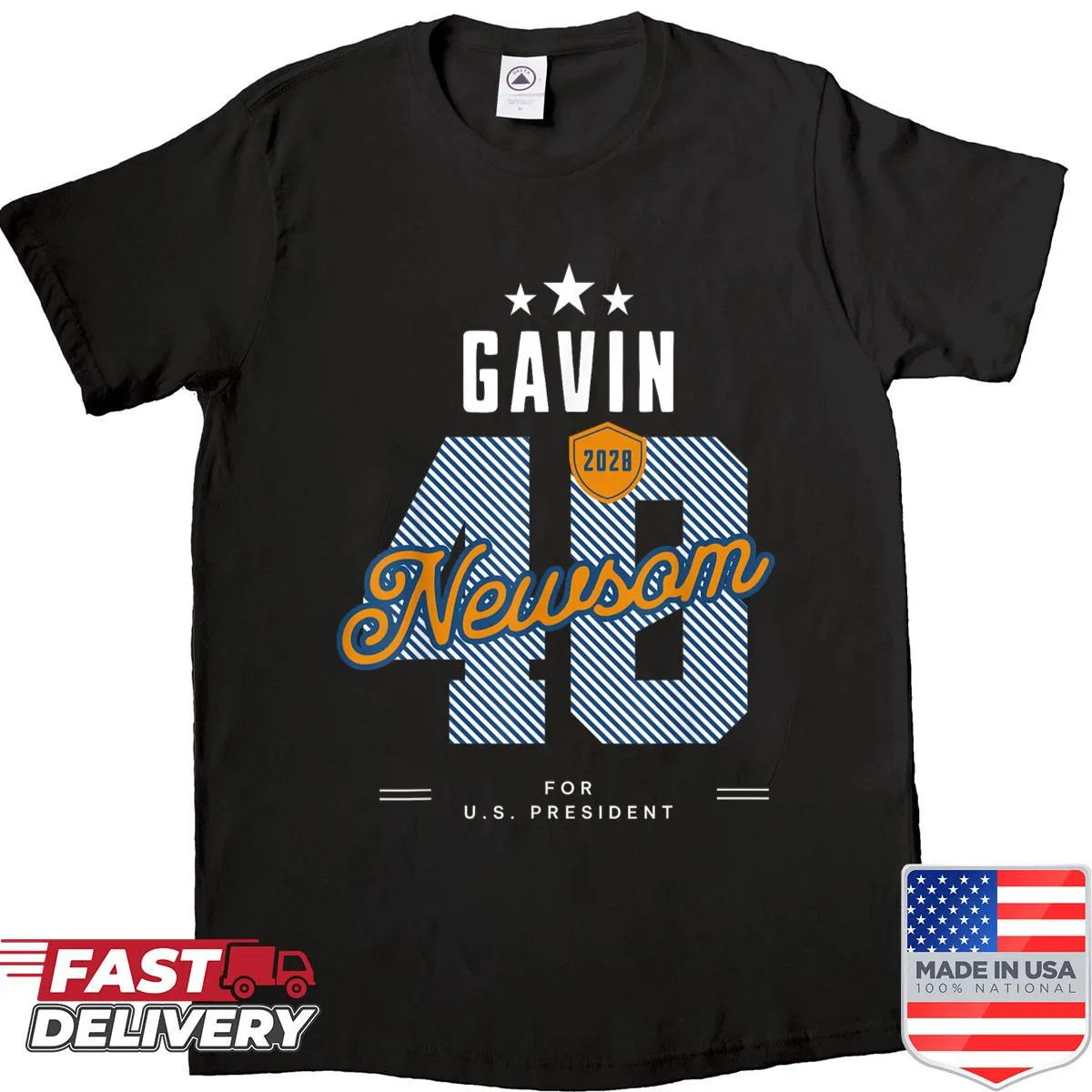 Vintage Gavin Newsom 2028 shirt with bold number 48