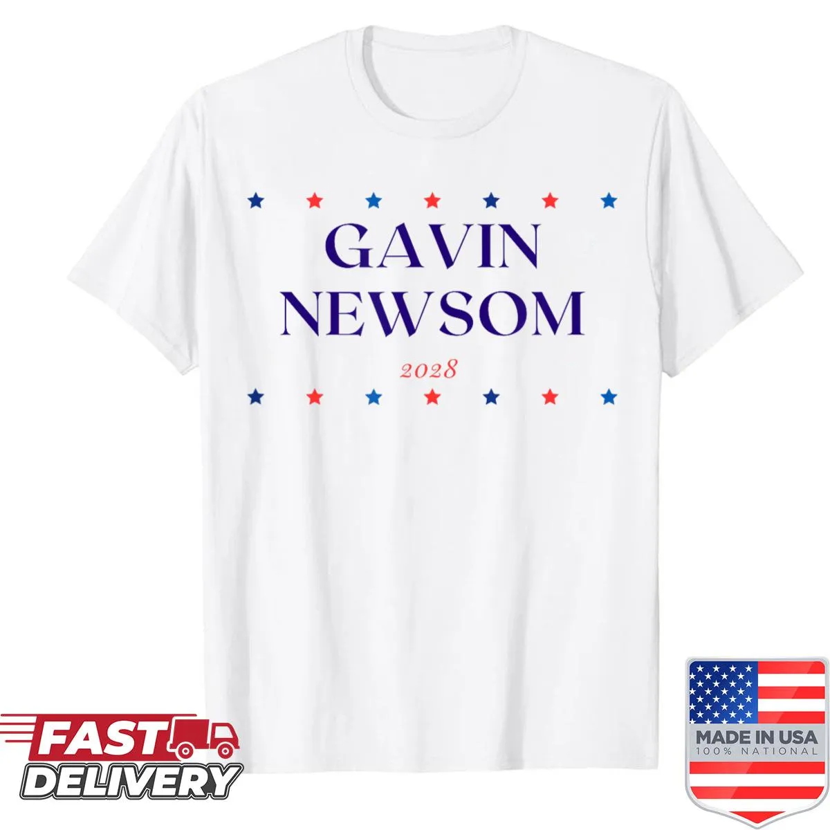 Bold typography design on Gavin Newsom For President shirt