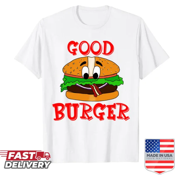 Funny burger graphic shirt with a humorous illustration.
