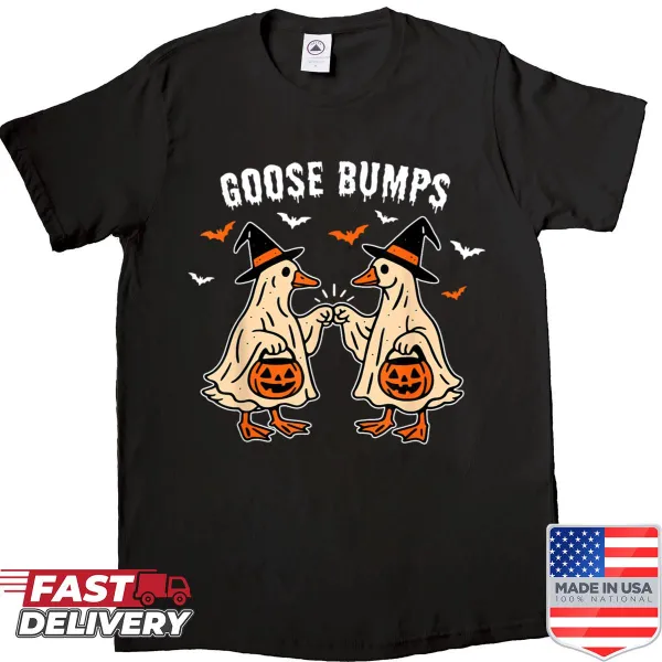 Vintage Halloween shirt with a funny duck and pumpkin graphic