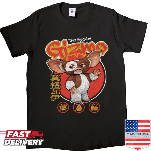 Worn vintage-style shirt featuring the character Gizmo from Gremlins
