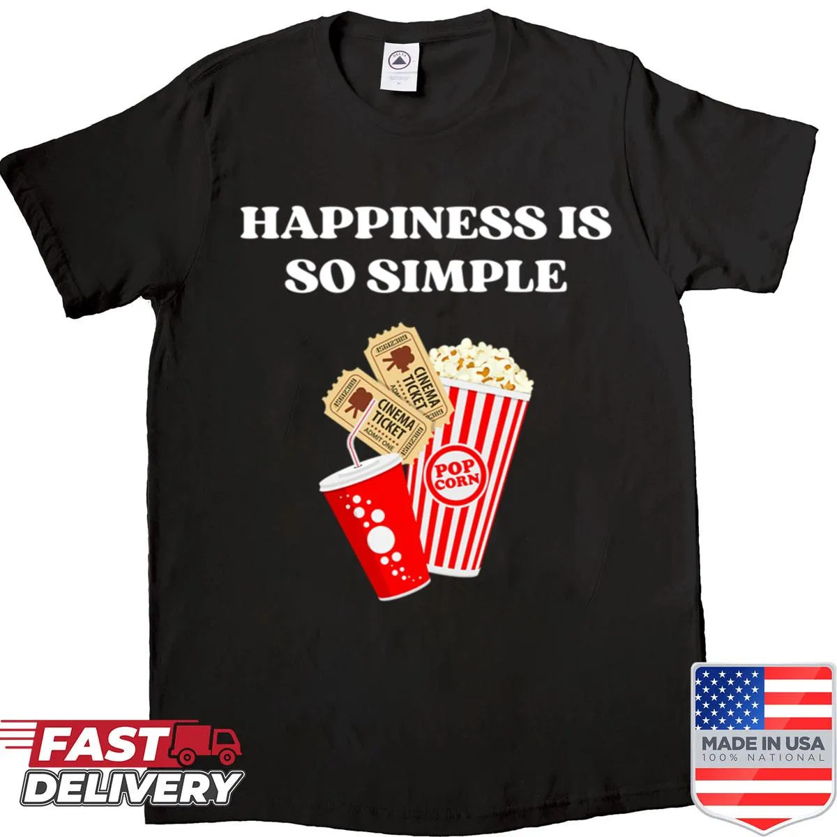 Wholesome shirt with a simple happiness message in typography