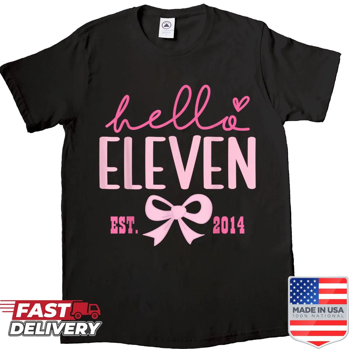Cute 11th birthday shirt with bow graphic
