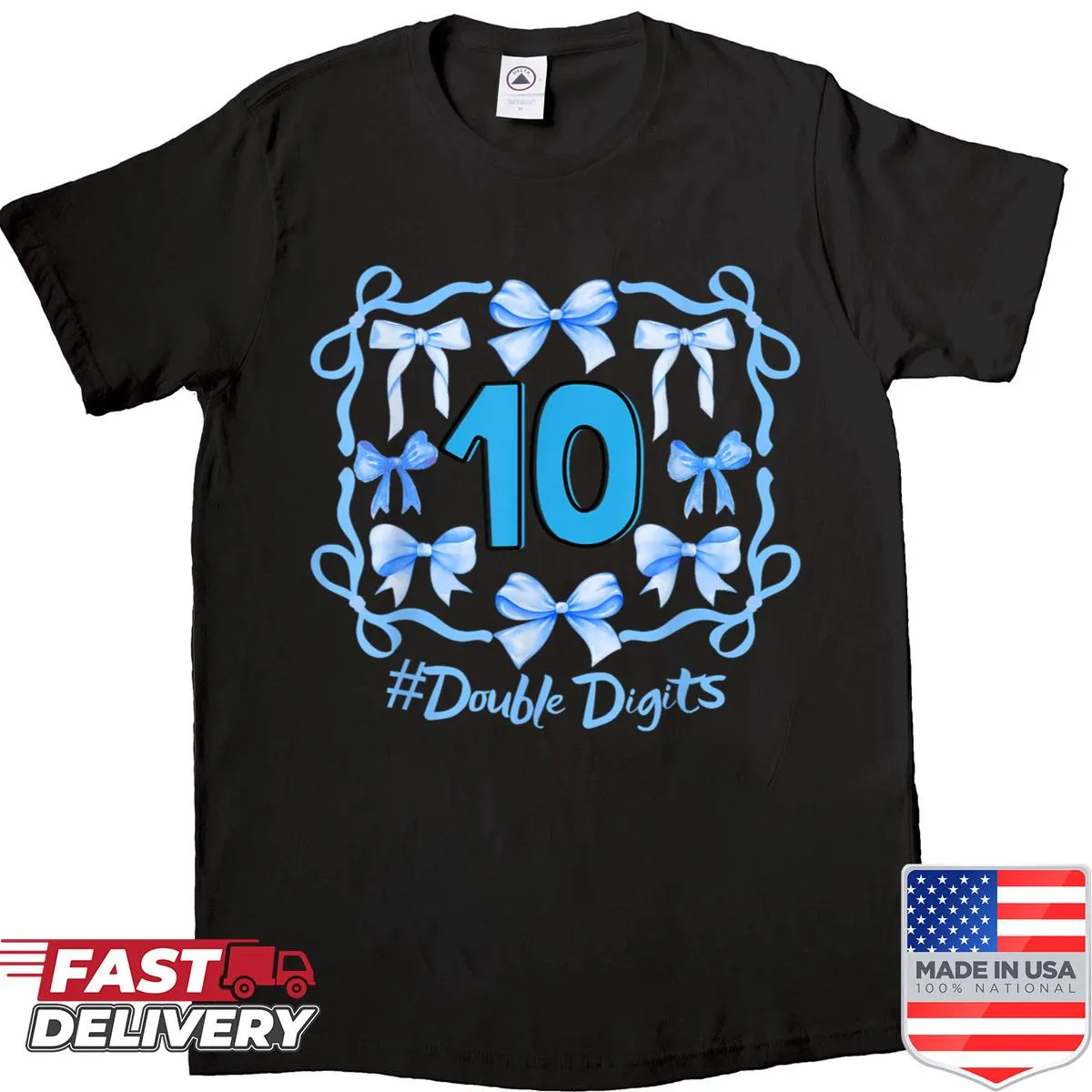 Cute 10th birthday shirt with bow graphic