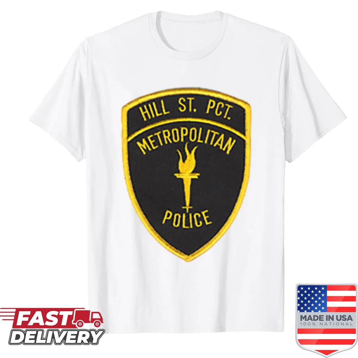 Shirt featuring the Hill Street Precinct illustration