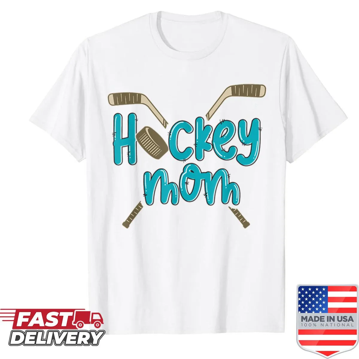 Typography design declaring 'Hockey Mom' for sports-loving mothers.