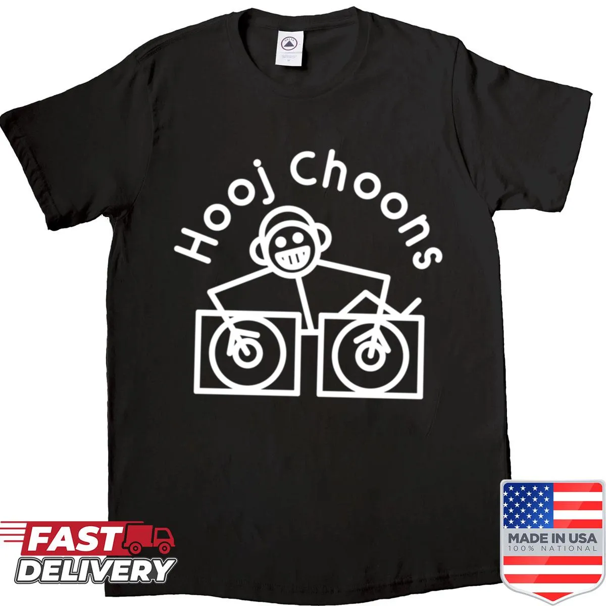 Simple white logo design for Hooj Choons Records shirt