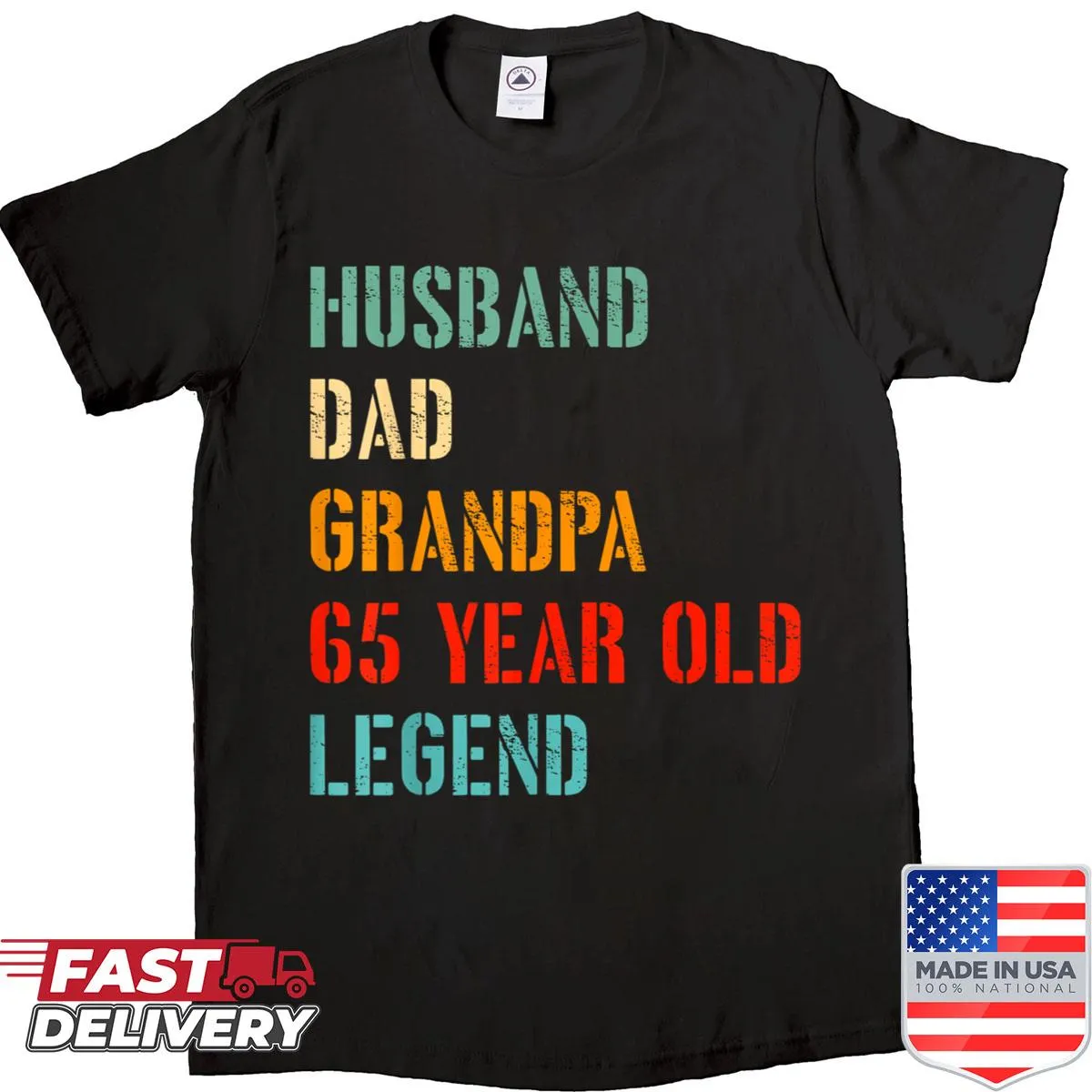 Proud birthday t-shirt for a 65-year-old legend with family titles