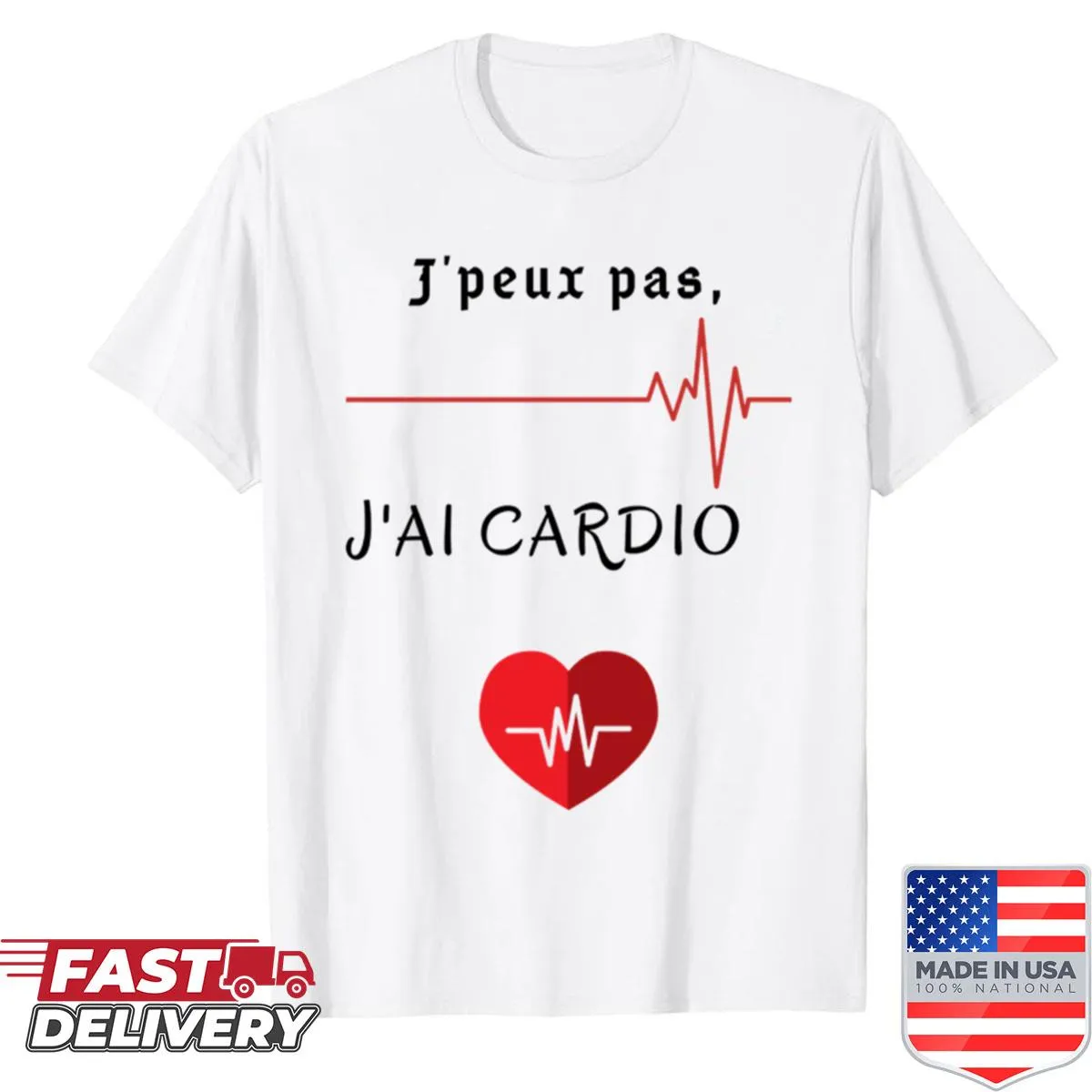 I Can't I've Got Cardio t-shirt with humorous phrase