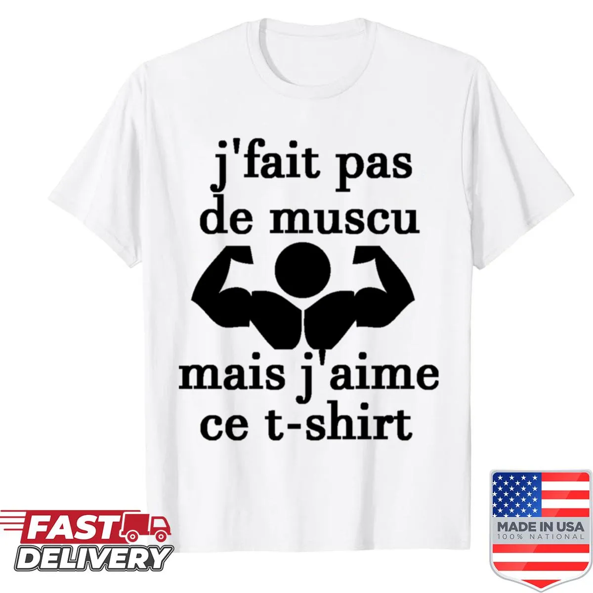 Shirt with text 'I Don't Do Muscle' in a bold font