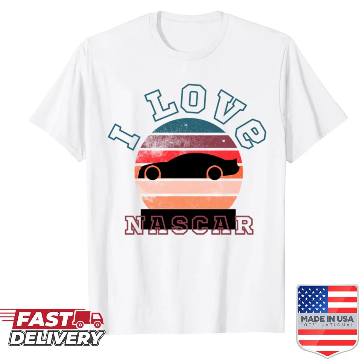 NASCAR-themed shirt with bold 'I Love Nascar' text