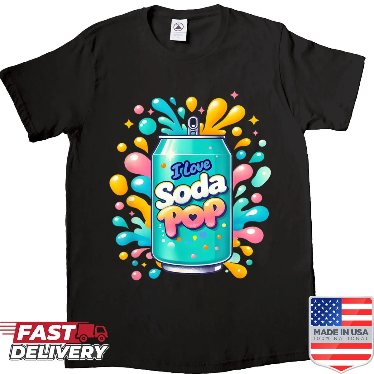 Cute anime soda pop shirt for kids with refreshing design