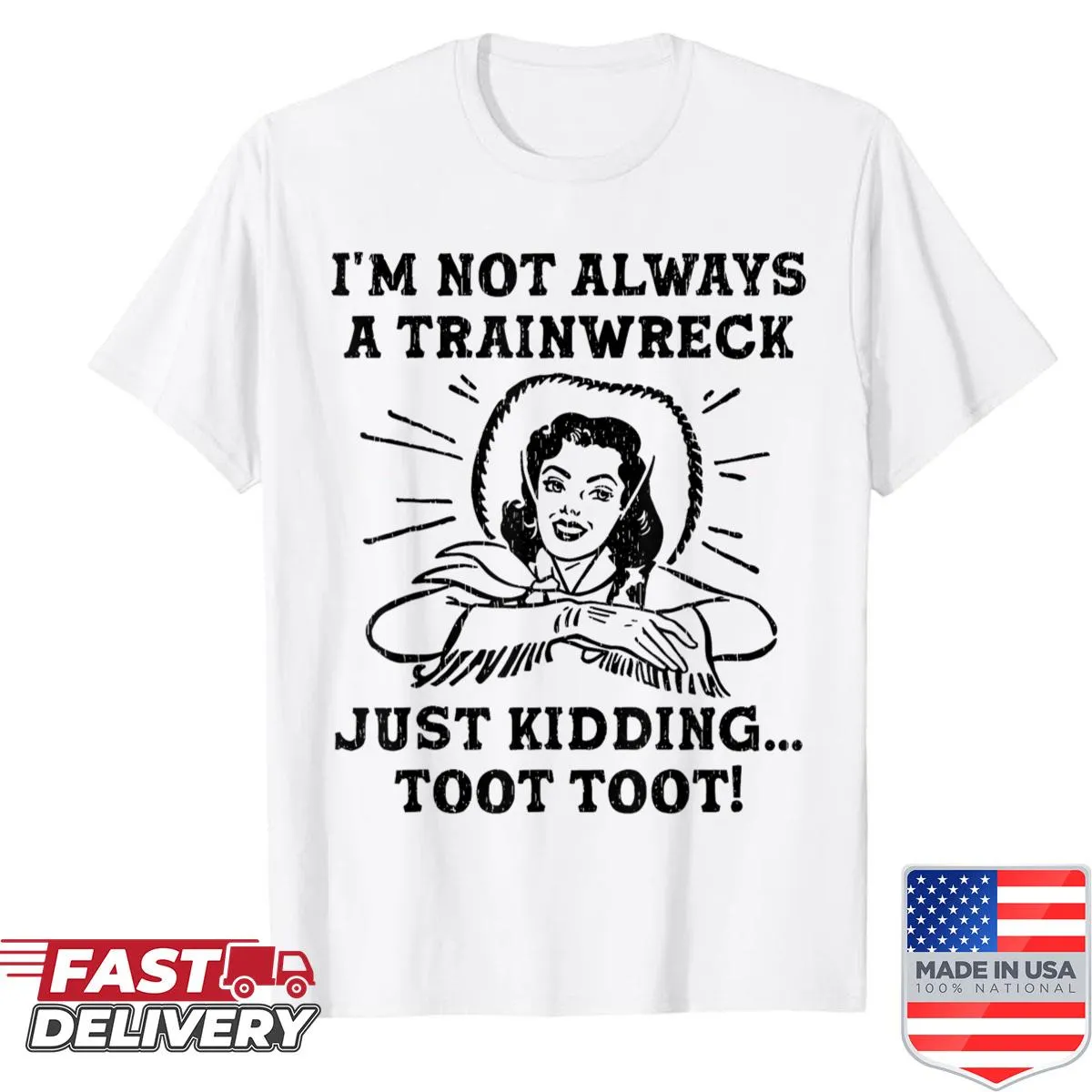 Funny typography shirt with cowgirl theme and humorous saying.