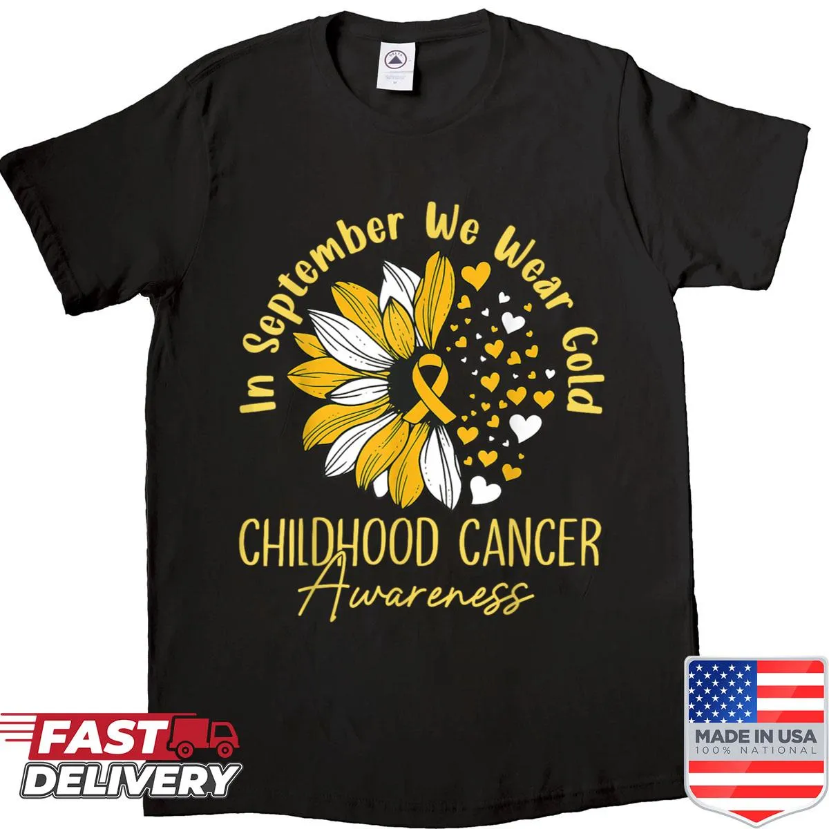 Gold awareness shirt for Childhood Cancer Awareness Month