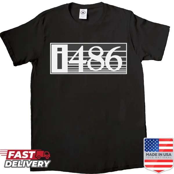 Intel I486 shirt showcasing a classic tech logo