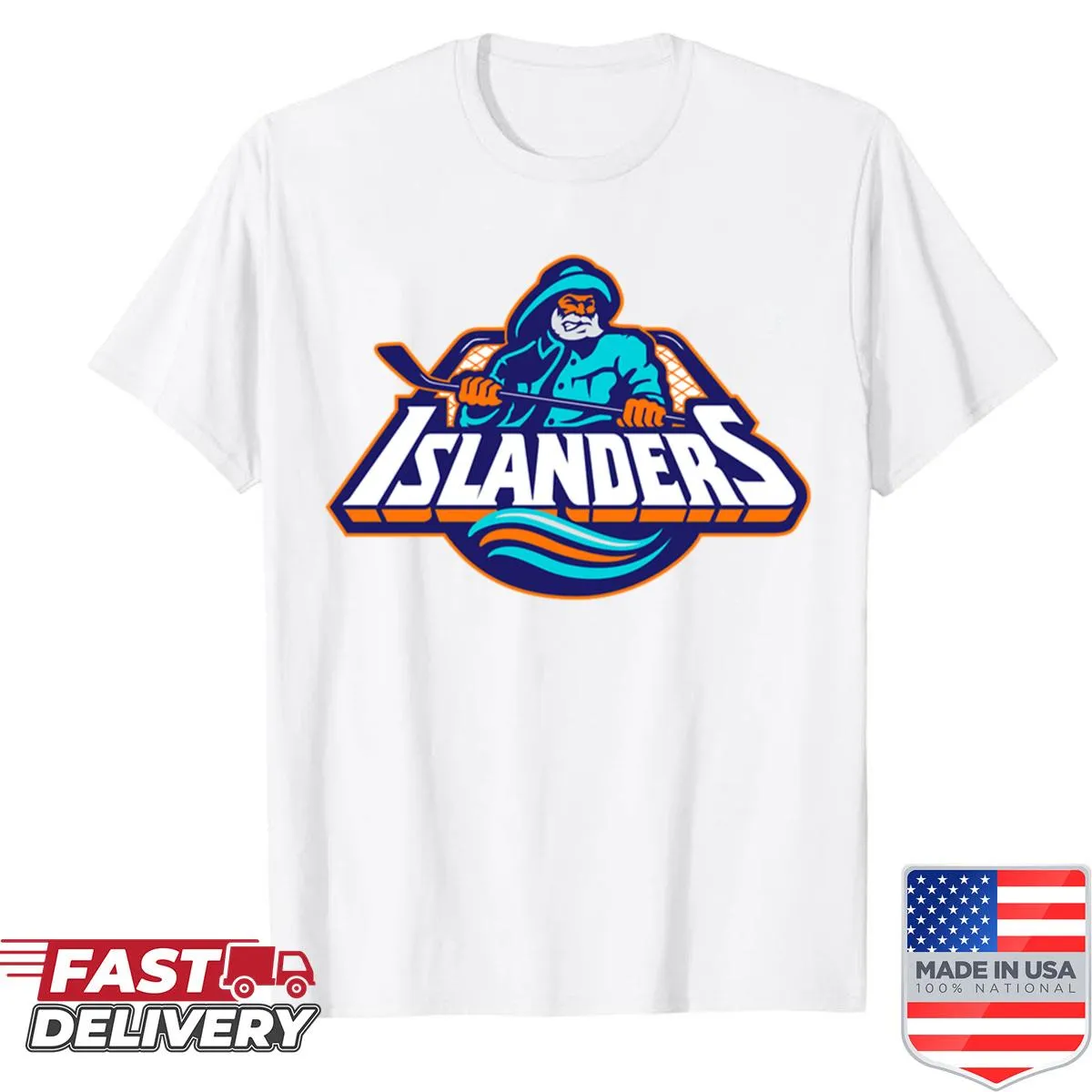 Illustrated fisherman graphic shirt celebrating island life