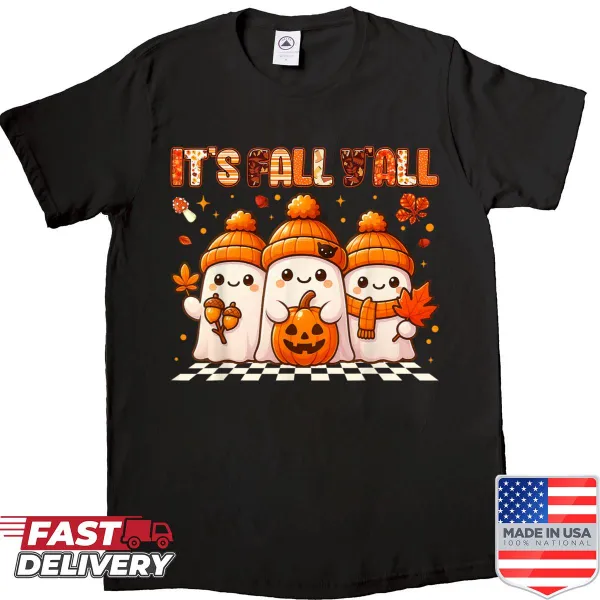 T-shirt with playful autumn and ghost graphics