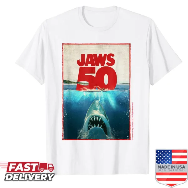 Commemorative Jaws 50th anniversary celebration t-shirt