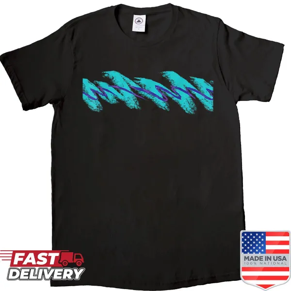 Vintage-style shirt with 90s jazz brushstroke design.