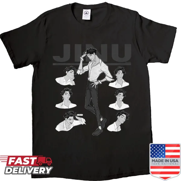Minimalist shirt with a hand-lettered 'Jinu Expressions' design.