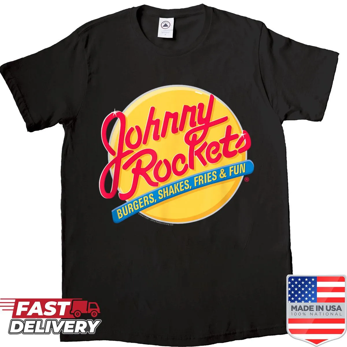 Vintage Johnny Rockets fast food logo shirt